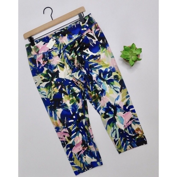 NWT! Anthropologie PURE + GOOD • Crop Floral Legging Palm Tropical ~ X-Large - Picture 1 of 11